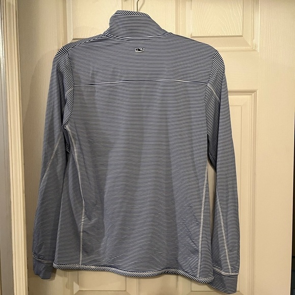 Blue and white striped Vinyard Vines quarter zip jacket - Picture 4 of 5